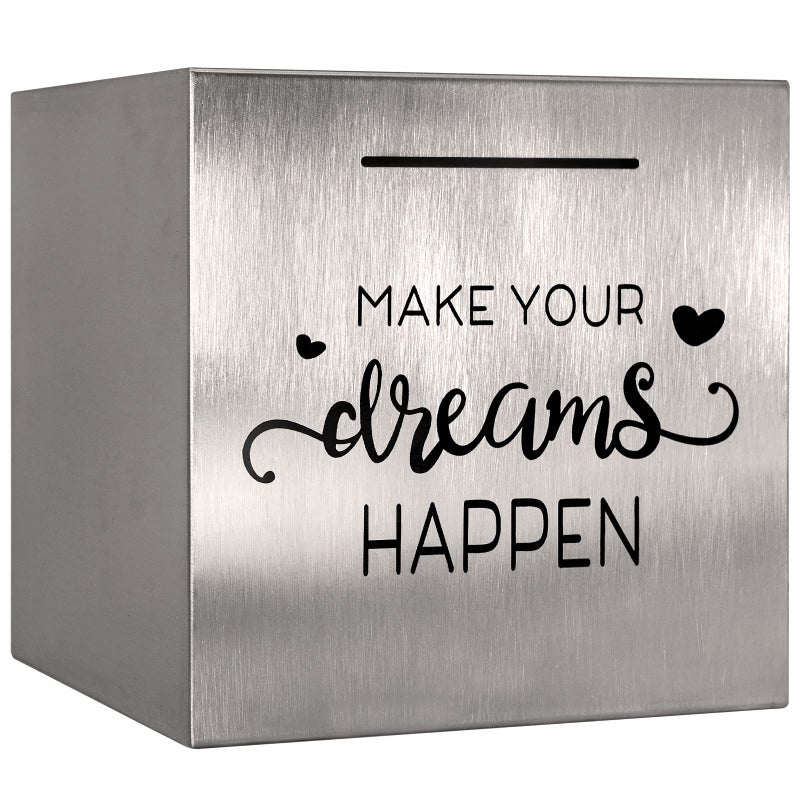 HuaArt Piggy Bank Made of Stainless Steel  Piggy Banks for Adults Coin Bank Can Only Save The Piggy Bank That Cannot be Taken Out (7.8""X7.8""X7.8"") - Image 2